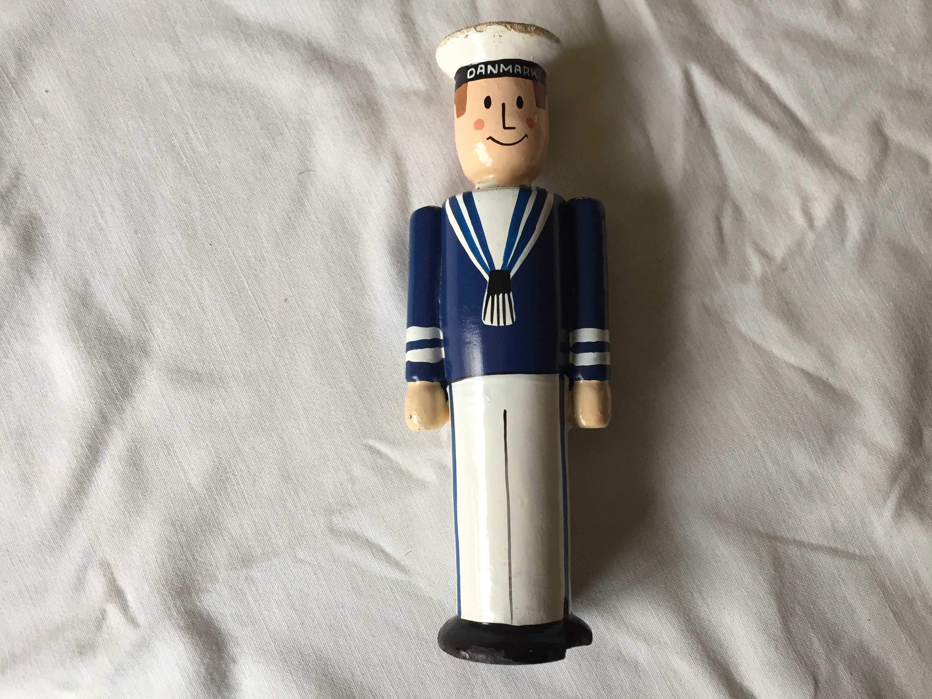 VERY EARLY MODEL WOODEN SAILOR FROM THE DANISH SHIPPING TRAINING VESSEL DANMARK